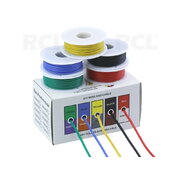 Silicone mounting wires AWG20 0.5mm², -60°C...+200°C, 5 colours x5m