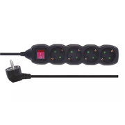 Power Strip SCHUKO with switch – 4 sockets, 5m, 1.5mm²,  black