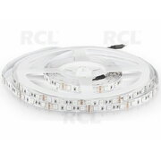 LED strip 24V 20W/m 3000K, 5m warm white, IP20 120LED/m 80lm/W CRI>80, reel 5m, warranty:36 months.

