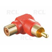 ADAPTOR RCA (M) <-> RCA(F), 90° right-angled red