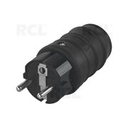 MAIN PLUG AC 2pin / on Cable / with electrical ground / rubber  16A 250V IP44