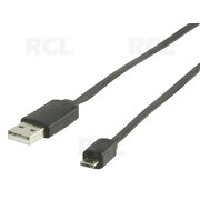 КАБЕЛЬ  2.0 USB A (Ш) <-> micro USB B (Ш), 1m, плоский