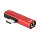 PERĖJIMAS USB-C (Type C) - audio 3.5mm, raudonas