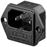 IEC INLET AC 10A 3pin, for enclosure with fuse holder
