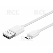 COMPUTER CABLE USB A <-> micro USB B, 3m, 2A, white